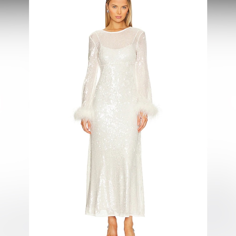 House of Harlow 1960 White Sequin Maxi Dress